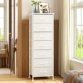 thumbnail image 1 of Tomnk woo White Tall Dresser for Bedroom with 7 Drawers, Vertical Chest of Drawer in Closet, Nightstand Storage Tower Unit Organizer with Fabric Bins for Dorm,Living Room,Entryway,Hallyway, 1 of 7