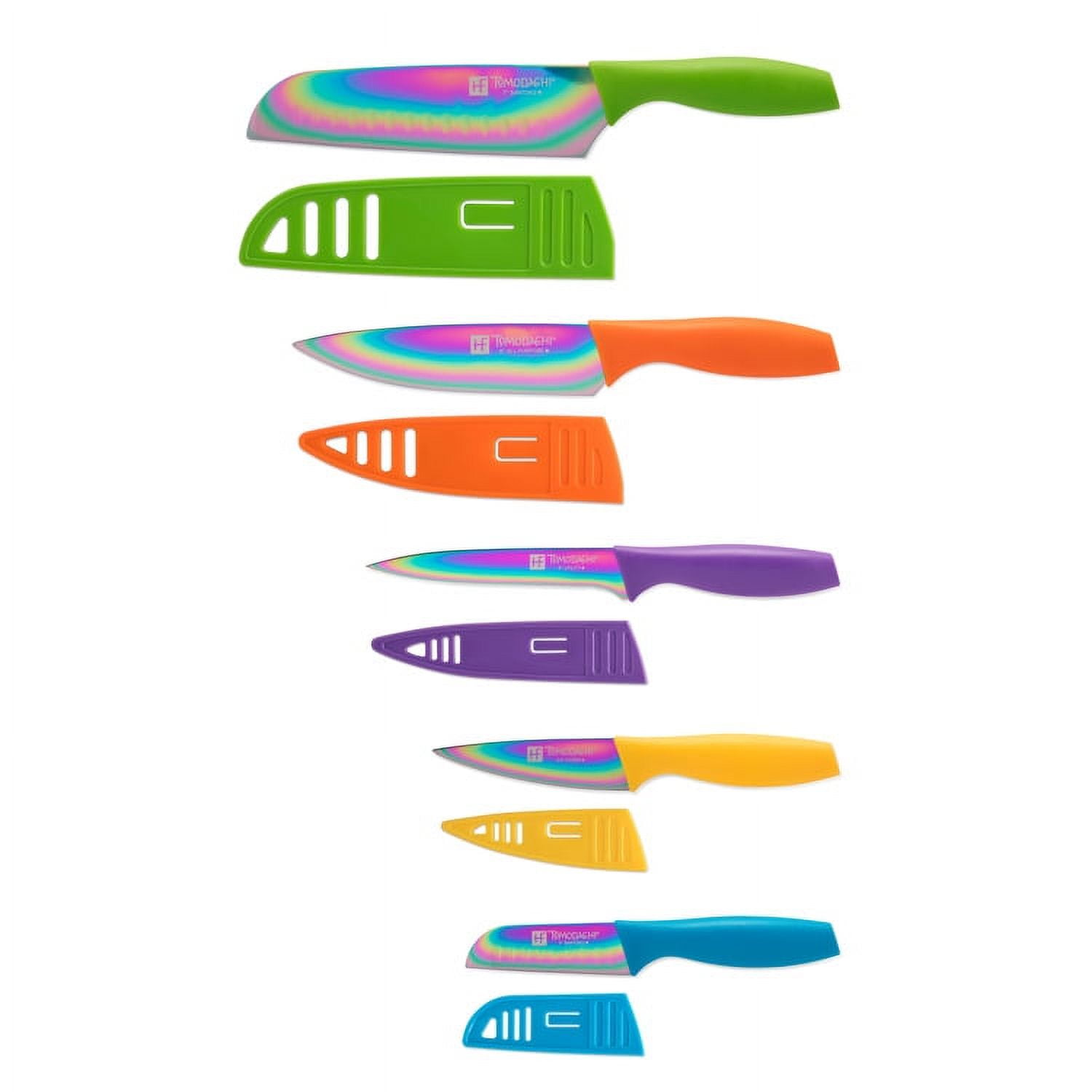 Tomodachi Brights 13-Piece Knife Set with 6 Matching Blade Guards and  Kitchen Shears - Fukki