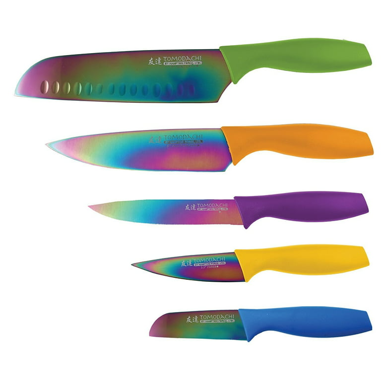Hampton Forge Tomodachi Rainbow Titanium 10 Piece Cutlery Set with Blade Guards