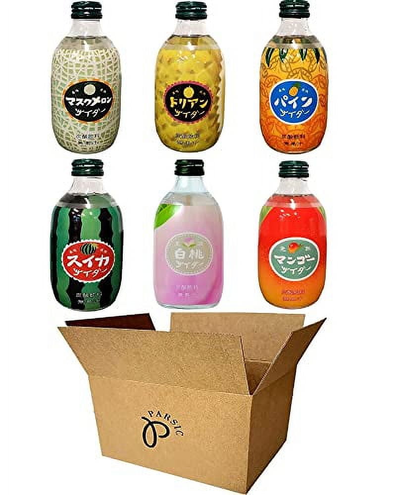 Tomomasu Cider Soft Drink, 10.14Fl Oz Each (Pine, Durian, Mango, Melon