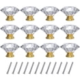 thumbnail image 1 of Tomorotec 12-Pack 40mm White Crystal Glass Cabinet Drawer Pull with Gold Base for Modern & Classic Styles, Easy-to-Install Elegant Home Decor Upgrade with Durable Hardware for Vanity, Wardrobe,Desk, 1 of 7
