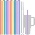 thumbnail image 1 of Tomorotec 12" Reusable Silicone Drinking Straws 15PCS with 2 Brushes, Compatible with Stanley Tumblers 40oz 30oz 20oz, Customizable for Various Drinkware, BPA-Free & Safe for Teeth (Rainbow Colors), 1 of 8