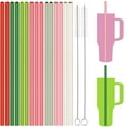 thumbnail image 1 of Tomorotec 15-Pack 12" Reusable Silicone Christmas Drinking Straws Fit for Stanley Tumblers 20oz, 30oz, 40oz w/ 2 Brushes, Food-Grade Vibrant Colors Straws for Family (Watermelon), 1 of 7