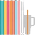 thumbnail image 1 of Tomorotec 15-Pack 12" Reusable Silicone Drinking Straws Fit for Stanley Tumblers 20oz, 30oz, 40oz with 2 Cleaning Brushes, BPA-Free Food-Grade Vibrant Colors Flexible Straws for Family Use (Flamingo), 1 of 7