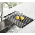 thumbnail image 1 of Tomorotec 17.7" x 12.5" Roll Up Dish Drying Rack Over Sink Drying Rack Sink Cover Kitchen Sink Accessories Gadget Multipurpose Organizer Foldable Stainless Steel Drainer, 1 of 8