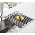 thumbnail image 1 of Tomorotec 17.7" x 12.5" Roll Up Dish Drying Rack Over Sink Drying Rack Sink Cover Kitchen Sink Accessories Gadget Multipurpose Organizer Foldable Stainless Steel Drainer, 1 of 8