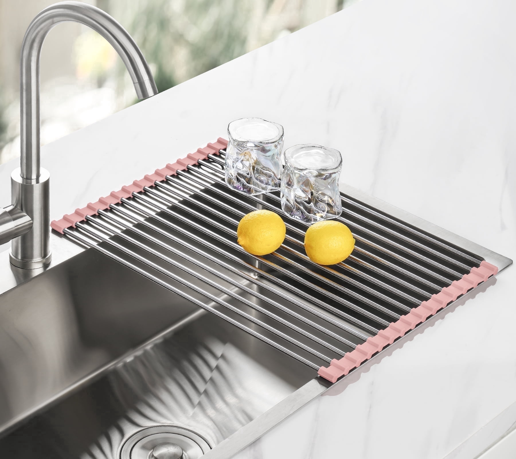 Tomorotec 17.7" x 12.5" Roll Up Dish Drying Rack Over Sink Drying Rack ...