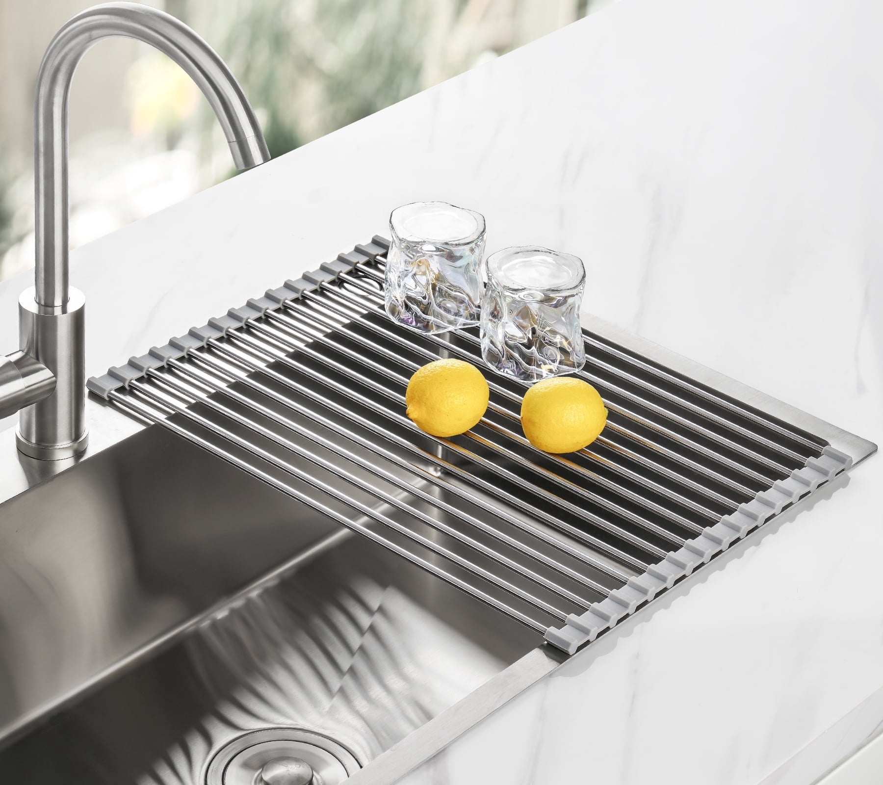 "Tomorotec 17.7"" x 12.5"" Multipurpose Roll Up Dish Drainer, Over Sink ...