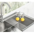 thumbnail image 1 of Tomorotec 21" x 15.5" Roll Up Dish Drying Rack Over Sink Drying Rack Sink Cover Kitchen Sink Accessories Gadget Multipurpose Organizer Foldable Stainless Steel Drainer, 1 of 8