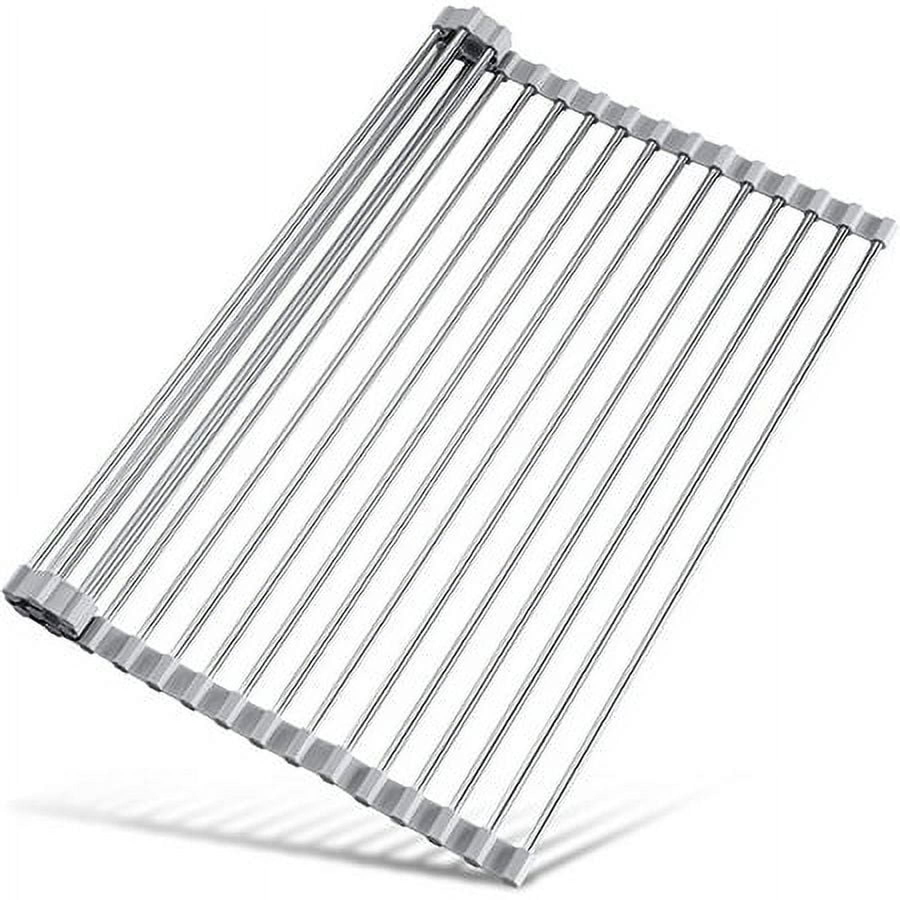 LIMNUO 20.5 x 13.2 Roll Up Dish Drying Rack, ,Silicone Wrapped Steel  Foldable Dish Drying Rack,Gray