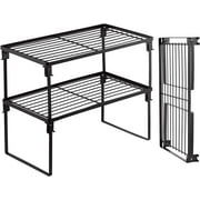 Tomorotec 2PCs Stackable Kitchen Storage Shelf Rack, Foldable Spice Rack Cabinet Organization Storage Shelves, Kitchen Shelves, Kitchen Counter & Cabinet Shelf Organizer