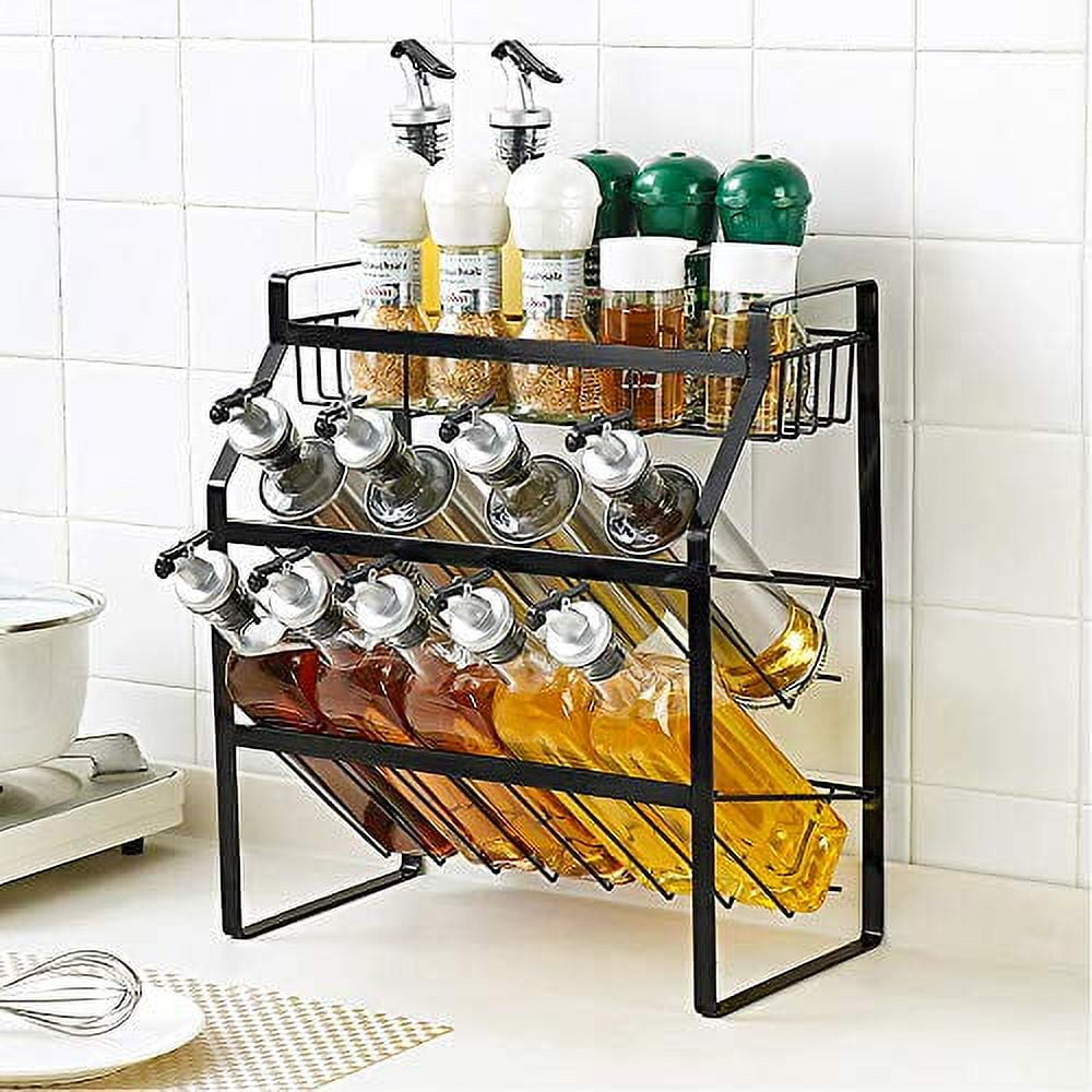 Seville Classics 3-Tier Bamboo Spice Rack Cabinet Drawer Tray Organizer 