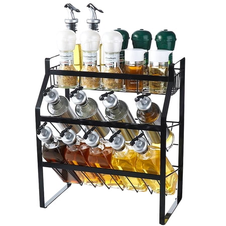 Tomorotec 3-Tier Compact Size Kitchen Spice Organizer Shelf Rack Storage, Bar Storage Cabinet Organization Storage, Kitchen Counter & Cabinet Shelf Organizer, Kitchen Shelves, Cabinet Organization