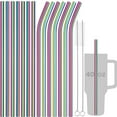 thumbnail image 1 of Tomorotec 40oz Straws, 14PCS Stainless Steel Replacement Straws Fit for Stanley 40oz Adventure Quencher Travel Tumblers w/2 Cleaning Brushes,Food-Grade, Dishwasher Safe for Smoothies (Metallic), 1 of 7
