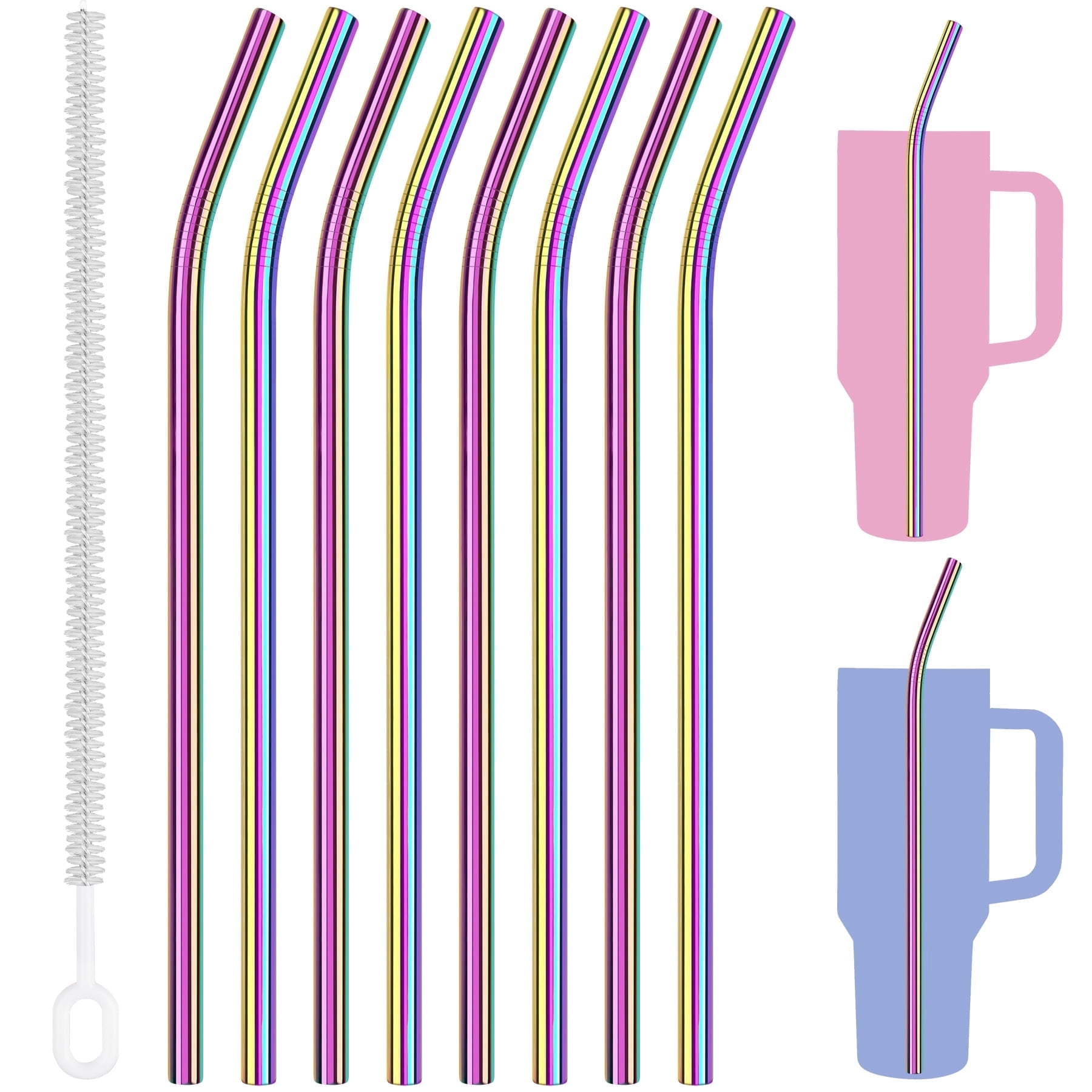 Tomorotec 8-Pack Bent Stainless Steel Straws fit for Stanley 40oz ...