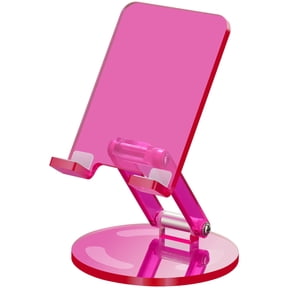 Tomorotec Adjustable Angle Acrylic Cell Phone Stand for Desk, Foldable Acrylic Phone Holder Cute for Office, Portable Non-Slip Desktop Smartphone Holder, Fit for iPhone Samsung Galaxy (Rose Pink)
