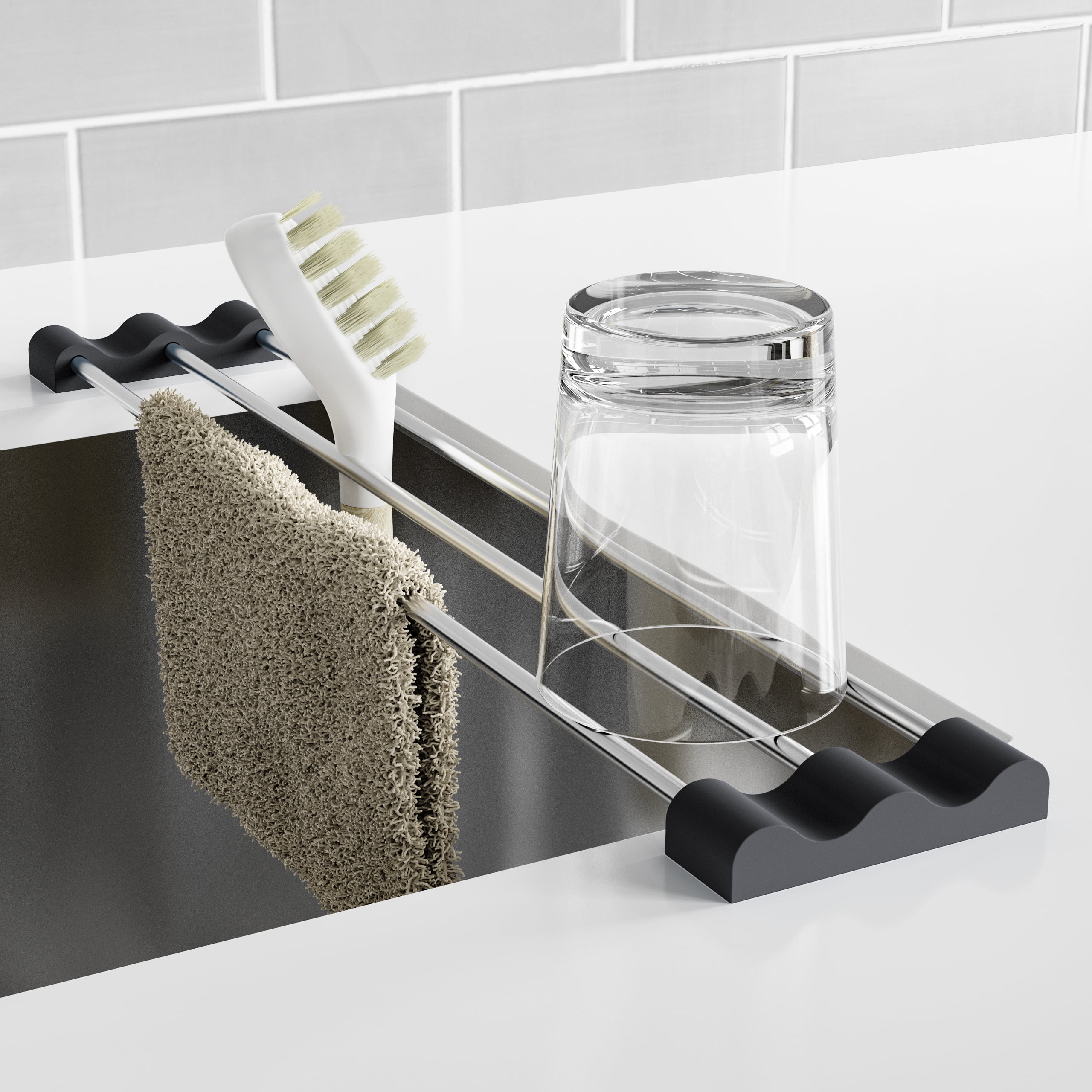 Over Sink Rag Tomorotec Adjustable Over-The-Sink Kitchen Rack for Dishcloths, Sponges ...