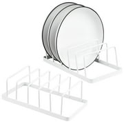 Tomorotec Dish Plate Storage Drainboard 2-Pack, Alloy Steel Kitchen Pot Lid Holder Dish Plate Drying Rack Drainer Stand Multifunctional Cabinet Organizer