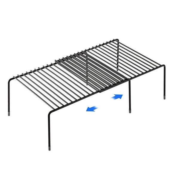 Tomorotec Expandable Shelf Organizer Spice Rack Organizer for Cabinet, Metal Cabinet Organizer Pantry Shelf for Kitchen Countertop, Space Saving Non Slip Rustproof, Black