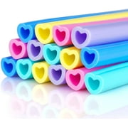 Tomorotec Reusable Silicone Drinking Straws 15PCS Heart Shaped 10 in Long for 6-20 oz Tumblers Soft Washable BPA-Free Food Grade Flexible Bendy Safe