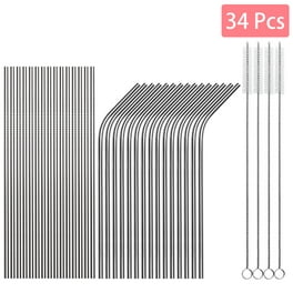 BambooMN Reusable Stainless Steel Metal Drinking Straws - 8/8.5 (4 Thin  Straight/4 Thick Straight/4 Bent Straws) w/ 2x Cleaning Brushes - 12 Pack 