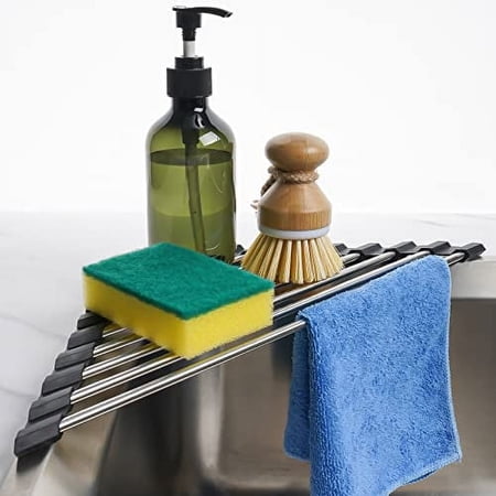 Tomorotec Triangle Roll-Up Dish Drying Rack for Sink Corner Small Foldable Stainless Steel Over The Sink Multipurpose Kitchen Drainer Caddy Trivet Rustproof Organizer Storage Space Saver Shelf(Black) price history and forecast - Tomorotec Dish Racks