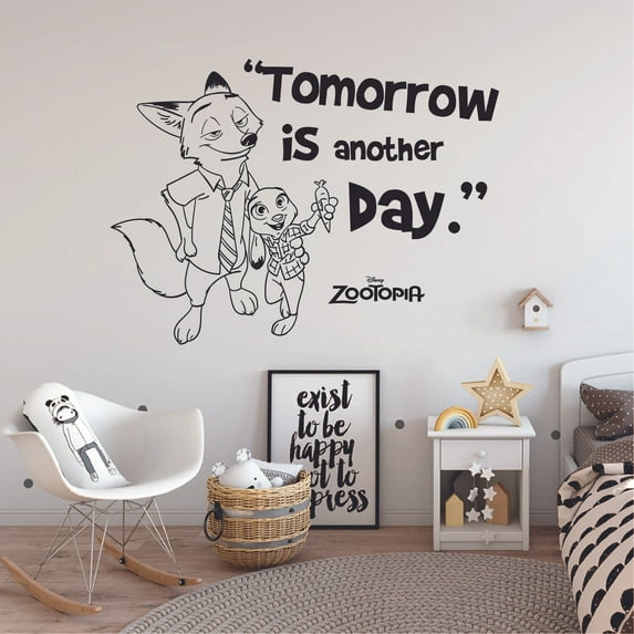 Tomorrow In Another Day Quote Zootopia Cartoon Quotes Wall Sticker Art Decal for Girls Boys Room Bedroom Nursery Kindergarten House Fun Home Decors Stickers Wall Art Vinyl Decoration Size (8x10 inch)