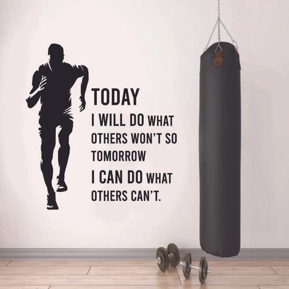Tomorrow I Can Do What Others Can't - Fitness Inspiration Quotes Vinyl Sticker Wall Arts For Home Gym/ Daily Motivation Running Endurance Courage Wall Decal Exercise Wall Art Décor Size (10x8 inch)