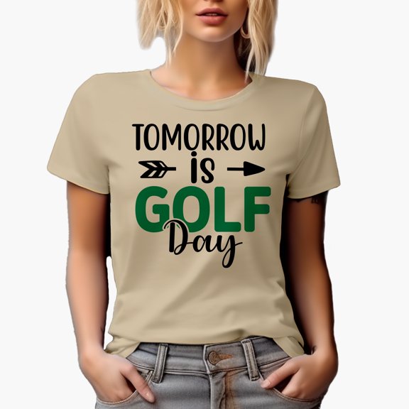 Tomorrow Is Golf Day Quote, Golf Player, Golfing or Golfer Themed Merch Gift, Tan T-Shirt, 3XL