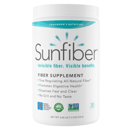 Tomorrow's Nutrition, SunFiber, Soluble Prebiotic Fiber Support for Digestive Wellness with Guar Gum, Vegan, 30 Servings (7.4 oz)