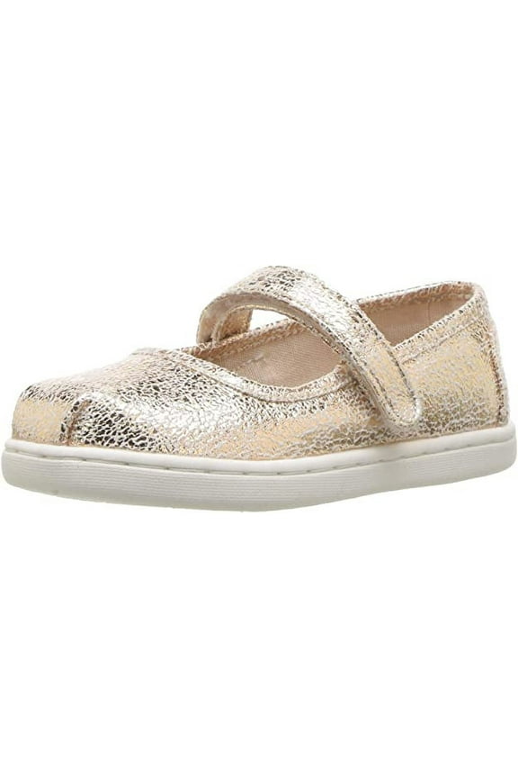 10010656: Little Kid's Crackle Foil Rose Gold Mary Jane Flats (5 M US Little Kid)