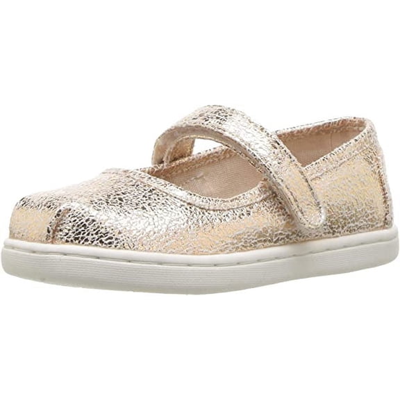 Toms 10010656: Little Kid's Crackle Foil Rose Gold Mary Jane Flats (5 M US Little Kid)