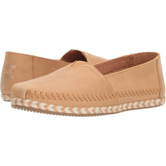 Toms 10011661: Womens Classic Floral Embroidery Honey Leather Striped Shoes