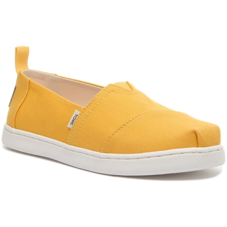 Toms Alpargata Kid's Classic Vegan Canvas Slip On Sneakers In Yellow Size 3