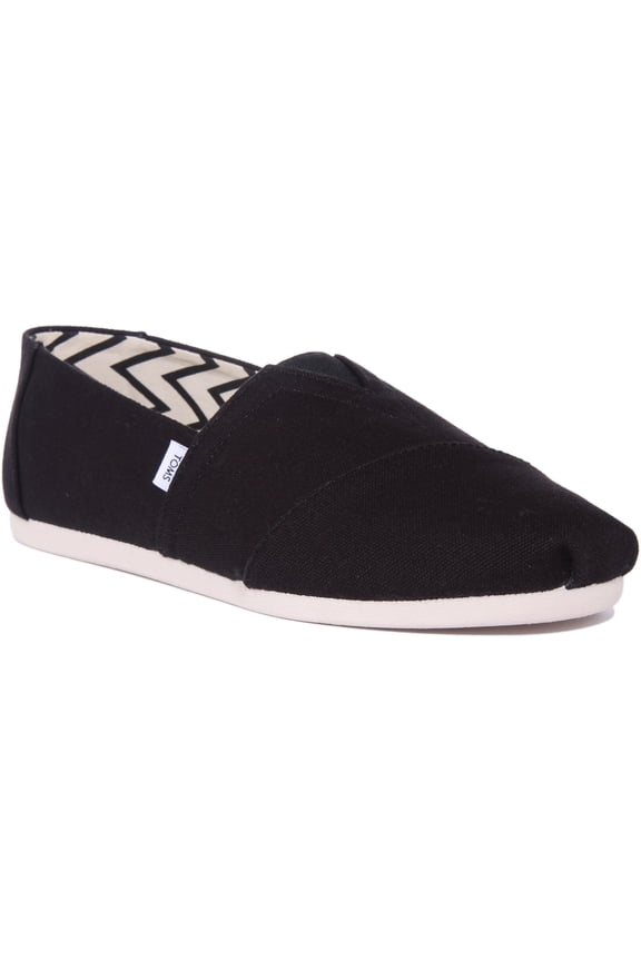 Alpargata Men's Recycled Cotton Canvas Slip On Trainers In Black Size 10.5