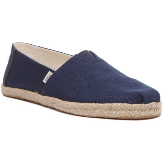 Toms Alpargata Rope Men's Vegan Cotton Slip On Espadrilles In Blue Size 8.5