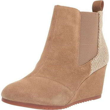 Toms Bailey Toffee Fashion Pull On Rounded Toe Wedge Suede Casual Ankle Boots (Toffee, 10)