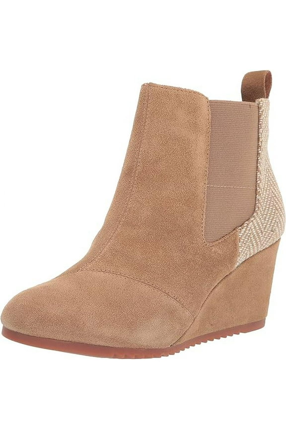Bailey Toffee Fashion Pull On Rounded Toe Wedge Suede Casual Ankle Boots (Toffee, 10)