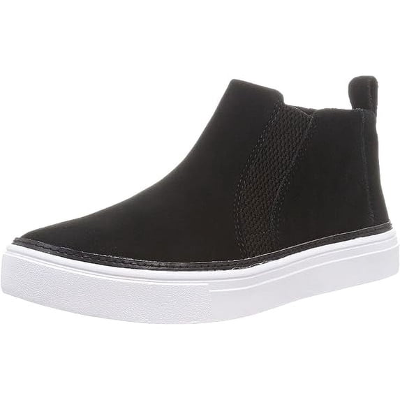 Toms Bryce Black Leather Suede Pull On Rounded Toe Low Top Fashion Sneakers (Black, 7)