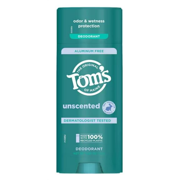 Toms Deodorant Stick Unscented Aluminum-Free 3.25 Ounce (Pack of 3)