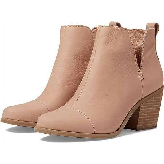 Toms Everly Buck Brown Pull On Stacked Block Heel Almond Toe Fashion Ankle Boots (Buck Brown, 5.5)