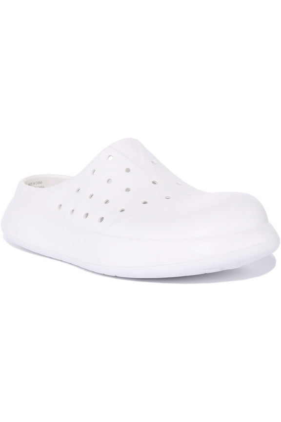 Mallow Molded Unisex Water Resistant Eco EVA Slip On Mule Sandal In White Size M8/W10