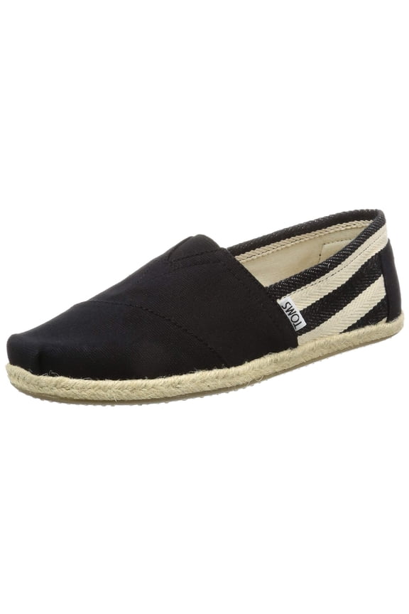 Men's Classic Canvas Black Stripe Ankle-High Flat Shoe - 5.5M