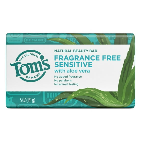 Toms Nat Beauty Bar Fragrance -Free Sensitive 5oz (Pack of 3)