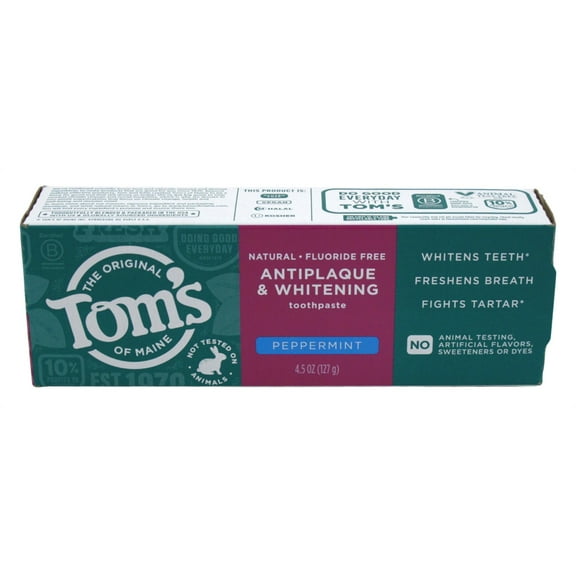 Toms Nat Toothpaste Antiplaque + Whitening Peppermint 4.5oz (Pack of 3)