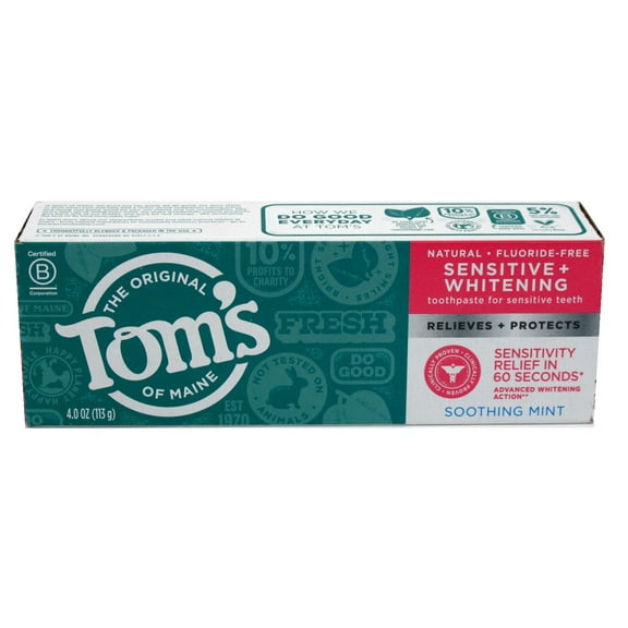 Toms Nat Toothpaste Sensitive + Whitening Soothing Mint 4oz (Pack of 3)