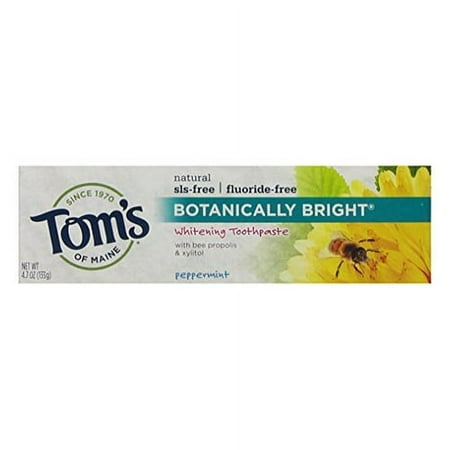 Toms Of Maine Botanically Bright Whitening Natural Toothpaste Peppermint, 4.7 Oz, 2 Pack