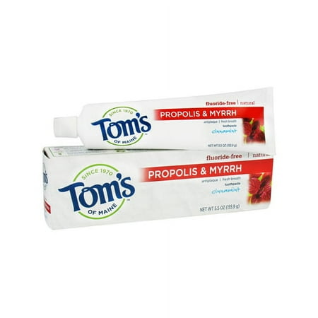 Toms Of Maine Propolis And Myrrh Natural Fluoride Free Toothpaste, Cinnamint - 5.5 Oz