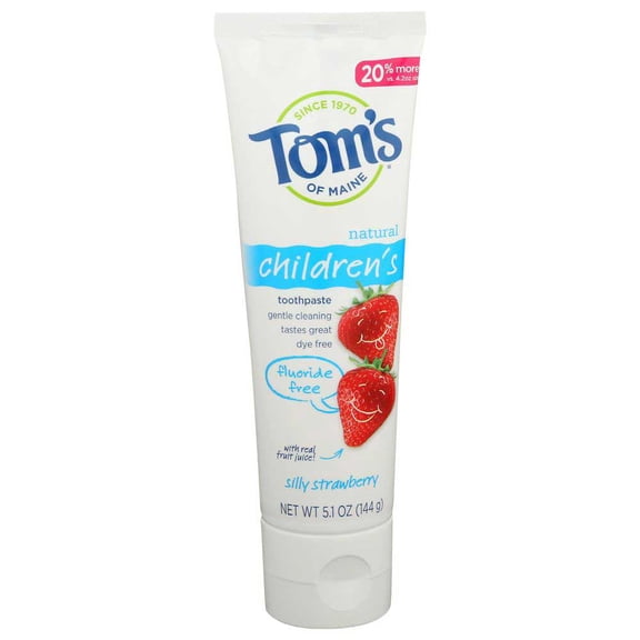 Toms Of Maine Silly Strawberry Childrens Anticavity Fluoride Free Toothpaste, 5.1 Ounce -- 6 per Case.