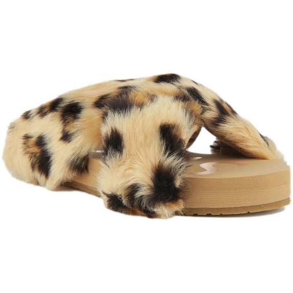 Toms Susie EVA Women's Faux Fur Platform Slippers In Leopard Size 10